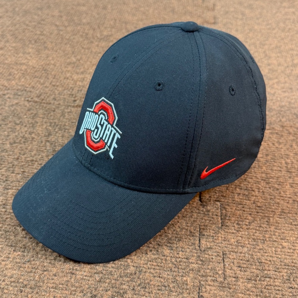 A- Nike Ohio State Buckeyes Hat Dri-FIT Legacy91 Black Adjustable Cap Mens NCAA
